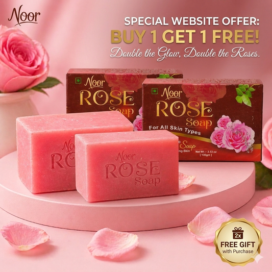 NOOR Luxury Rose Soap – Buy 1 Get 1 FREE | Glow Boosting Handmade Bath Bar (100g x 2)